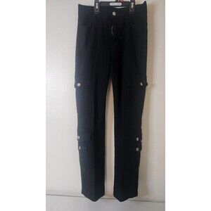 T & Y FASHION Girls Denim Black  Pants Jean High Waist Cargo 8 POCKETS SZ 7/8